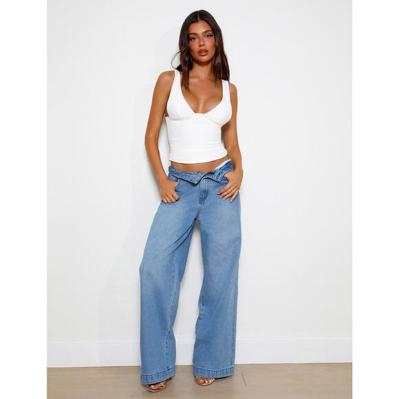 Tiger Mist COHEN JEAN Medium/Light Wash Baggy Fit Wide Leg Size 10 - Picture 3 of 12